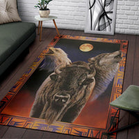 Eagle Bison Wolf Moon Native American Pride Area Rug LT10 - Wonder Print Shop