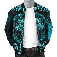 Viking Men's Bomber Jacket - Fenrir Viking Cyan 3D RLT12 - Wonder Print Shop