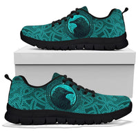 Viking Sneakers, Ethnic Odin Raven Cyan RLT12 - Wonder Print Shop