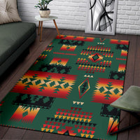 Green Native Tribes Pattern Native American Area Rug LT10 - Wonder Print Shop