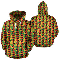 African Hoodie Kente Zip Hoodie Ghana Special - Wonder Print Shop
