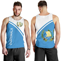 Men's blue tank top with white trim and vertical “GUATEMALA” text