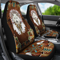 White Wolf With Headress Car Seat Cover LT10 - Wonder Print Shop