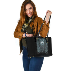 Viking Small Leather Tote, Spiral Wolf Spirit RLT12 - Wonder Print Shop