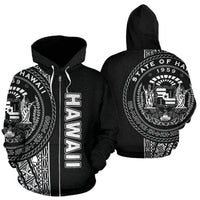 Polynesian Hawaii Zip Up Hoodie White Line - Wonder Print Shop