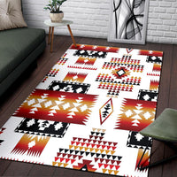 White Native Tribes Pattern Native American Area Rug LT10 - Wonder Print Shop
