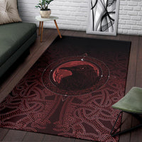 Viking Area Rug, Ethnic Odin Raven Red RLT12 - Wonder Print Shop
