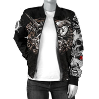Viking Warrior Tattoo Odin Women's Bomber Jacket RLT12 - Wonder Print Shop