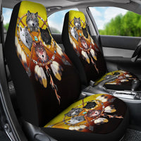 4 Wolves Warriors Native American Pride Car Seat Covers LT10 - Wonder Print Shop