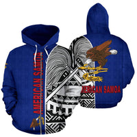 American Samoa All Over Zip Up Hoodie Polynesian Shoulder Style - Wonder Print Shop