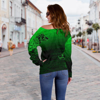 Viking Women's Off Shoulder Sweater, Skoll and Hati RLT12 - Wonder Print Shop