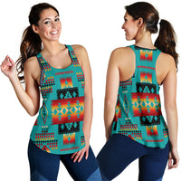 Blue Native Tribes Pattern Native American Women Racerback Tank LT10 - Wonder Print Shop