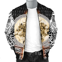 Viking Men's Bomber Jacket - Wolf and Vikings Tattoo 3D RLT12 - Wonder Print Shop