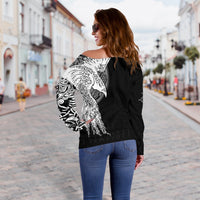 Custom Viking Women's Off Shoulder Sweater Mystical Raven Tattoo Special RLT12 - Wonder Print Shop