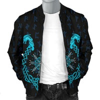Viking Men's Bomber Jacket, Aegishjalmur Helm Of Awe Blue Edition RLT12 - Wonder Print Shop