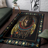 Wolf Warrior Dreamcatcher Native American Area Rug LT10 - Wonder Print Shop