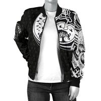 Viking Women's Bomber Jacket, Skoll and Hati Rune Tattoo RLT12 - Wonder Print Shop