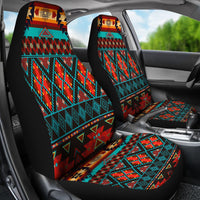 Dark Brown Red Pattern Native American Car Seat Covers LT10 - Wonder Print Shop