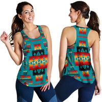 Blue Native Tribes Pattern Native American Women Racerback Tank LT10 - Wonder Print Shop