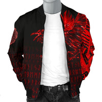 Viking Men's Bomber Jacket - The Raven Of Odin Rune, Red RLT12 - Wonder Print Shop
