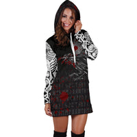 Viking Hoodie Dress The Raven Of Odin Rune Blood RLT12 - Wonder Print Shop