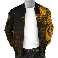 Viking Men's Bomber Jacket - The Raven Of Odin Rune, Gold RLT12 - Wonder Print Shop