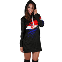 Croatia in Me Women's Hoodie Dress - Special Grunge Style - Wonder Print Shop