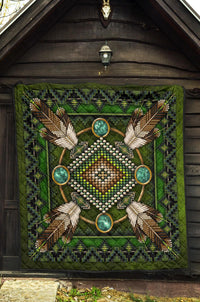 Green Mandala Native American Premium Quilt LT10 - Wonder Print Shop