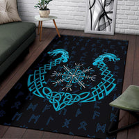 Viking Area Rug, Aegishjalmur Helm Of Awe Blue Edition RLT12 - Wonder Print Shop