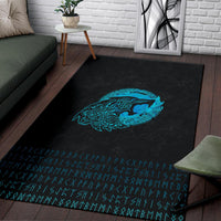 Viking Area Rug Fenrir Wolf Cyan RLT12 - Wonder Print Shop