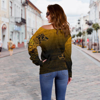 Viking Women's Off Shoulder Sweater, Skoll and Hati RLT12 - Wonder Print Shop