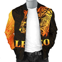 Sun In Leo Zodiac Men Bomber Jacket Polynesian Tattoo Simple - Orange Black - Wonder Print Shop