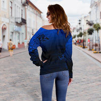 Viking Women's Off Shoulder Sweater, Skoll and Hati RLT12 - Wonder Print Shop