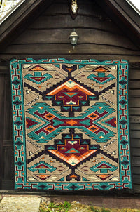 Blue United Tribes Art Native American Design Premium Quilt LT10 - Wonder Print Shop