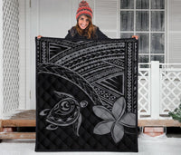 Hawaiian Quilt Hawaii Turtle Plumeria Quilt Grey - Wonder Print Shop