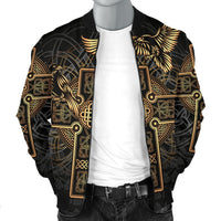 Viking Men's Bomber Jacket - Odin's Celtic Raven Tattoo RLT12 - Wonder Print Shop