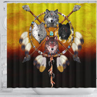 wolves-warrior-native-american-design-shower-curtain