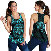 Viking Women's Racerback Tank - Fenrir Viking Cyan 3D RLT12 - Wonder Print Shop