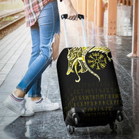 Viking Luggage Covers, Fenrir Raven and Vegvisir Tattoo Yellow RLT12 - Wonder Print Shop