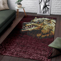 Viking Area Rug Fenrir On The Blood Moon Background RLT12 - Wonder Print Shop