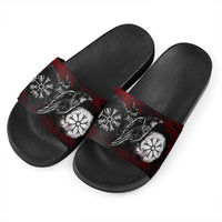 viking-slide-sandals-raven-of-odin-and-symbol-viking-on-blood-background