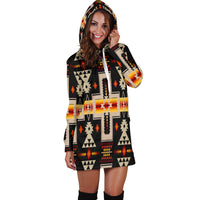Black Tribe Design Native American Hoodie Dress LT10 - Wonder Print Shop