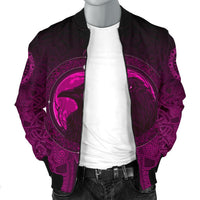 Viking Men's Bomber Jacket, Ethnic Odin Raven Pink RLT12 - Wonder Print Shop