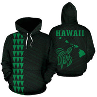 Polynesian Kakau Turtle Map Of Hawaii Hoodie Green Ver 02 - Wonder Print Shop