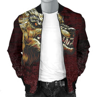 Viking Men's Bomber Jacket - Fenrir On The Blood Moon Background RLT12 - Wonder Print Shop