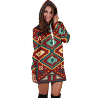 Tribe Ethnic Red Pattern Native American Hoodie Dress LT10 - Wonder Print Shop