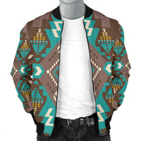 Blue Pattern Brown Men's Bomber Jacket LT10 - Wonder Print Shop