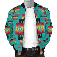 Blue Native Tribes Pattern Native American Men's Bomber Jacket LT10 - Wonder Print Shop