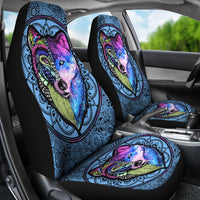 2 Faces Wolves Native American Pride Car Seat Covers LT10 - Wonder Print Shop