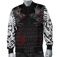 Viking Men's Bomber Jacket - Odin Huginn and Muninn Rune Blood RLT12 - Wonder Print Shop